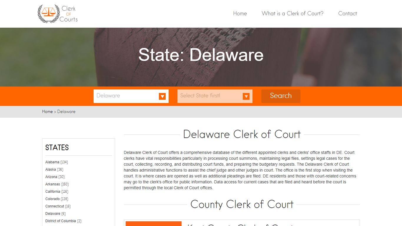 Find Delaware Clerk of Courts – County Clerk of Courts in DE